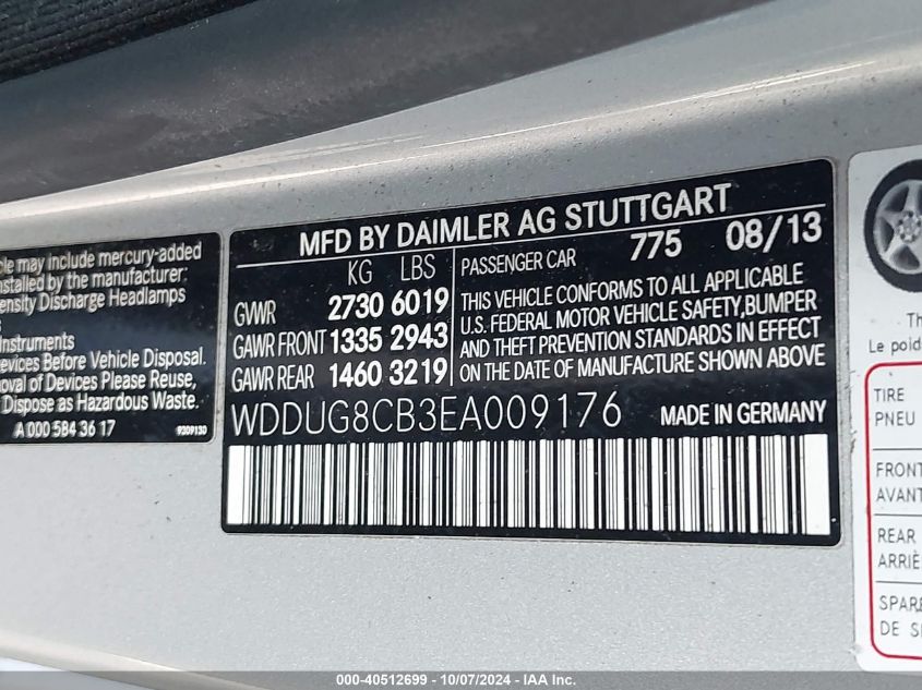 WDDUG8CB3EA009176 2014 Mercedes-Benz S 550