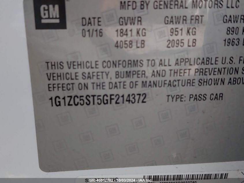 1G1ZC5ST5GF214372 2016 Chevrolet Malibu 1Fl