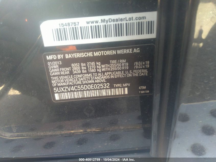 5UXZV4C55D0E02532 2013 BMW X5 xDrive35I/xDrive35I Premium/xDrive35I Sport Activity