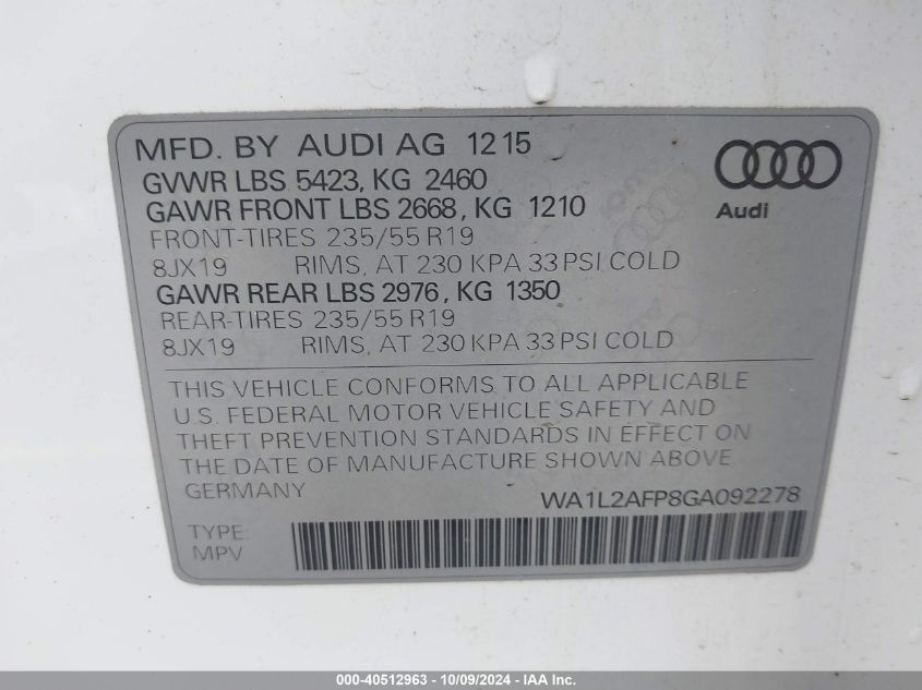 WA1L2AFP8GA092278 2016 Audi Q5 2.0T Premium