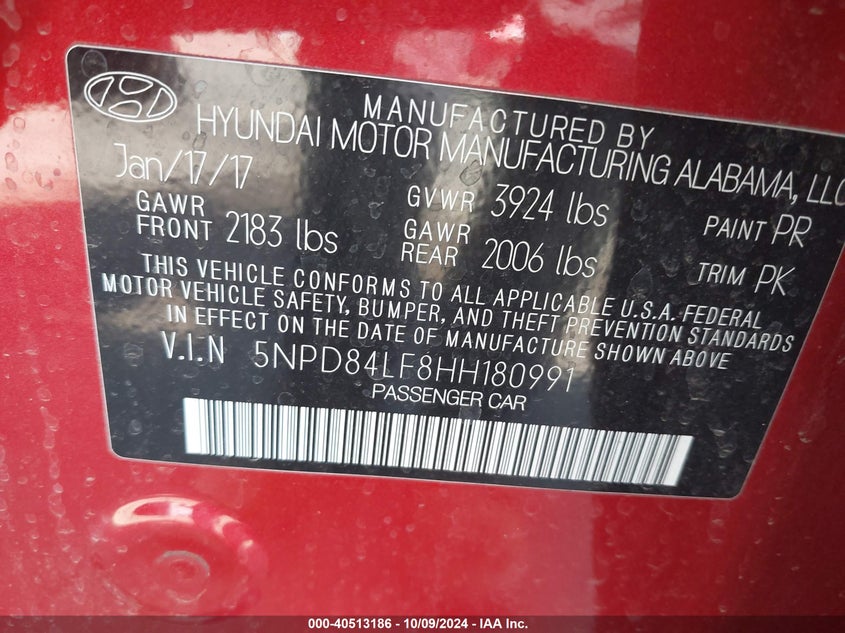 2017 HYUNDAI ELANTRA SE - 5NPD84LF8HH180991