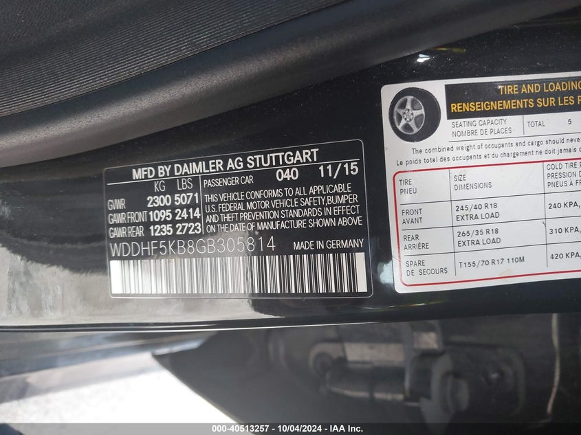WDDHF5KB8GB305814 2016 MERCEDES-BENZ E-KLASSE photo no. 9