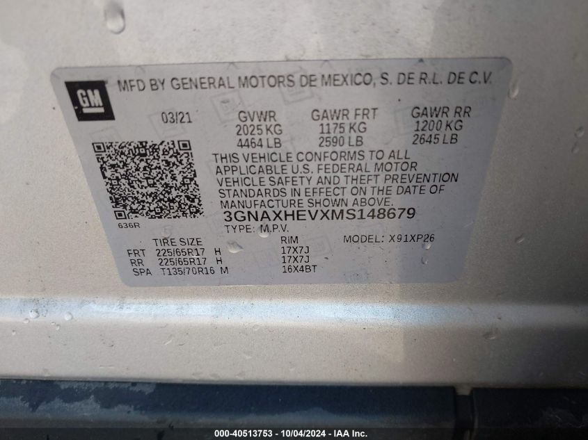 2021 CHEVROLET EQUINOX FWD LS - 3GNAXHEVXMS148679