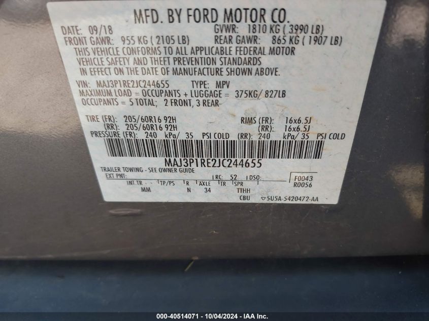 MAJ3P1RE2JC244655 2018 Ford Ecosport S