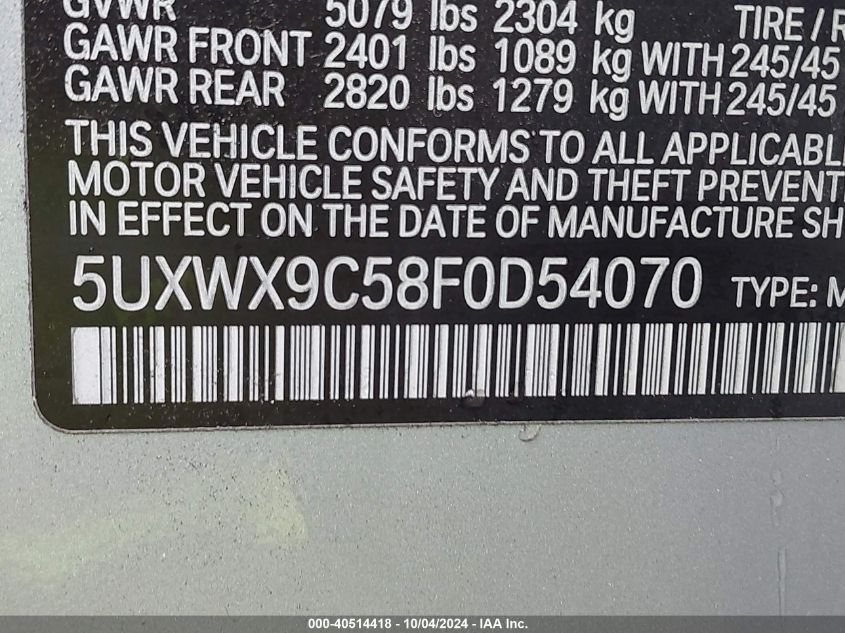 5UXWX9C58F0D54070 2015 BMW X3 xDrive28I