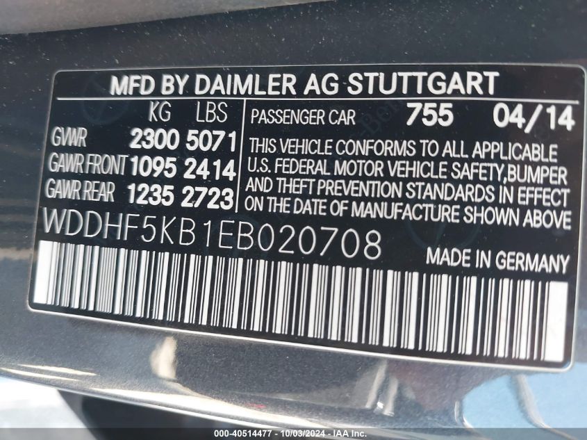 WDDHF5KB1EB020708 2014 Mercedes-Benz E 350