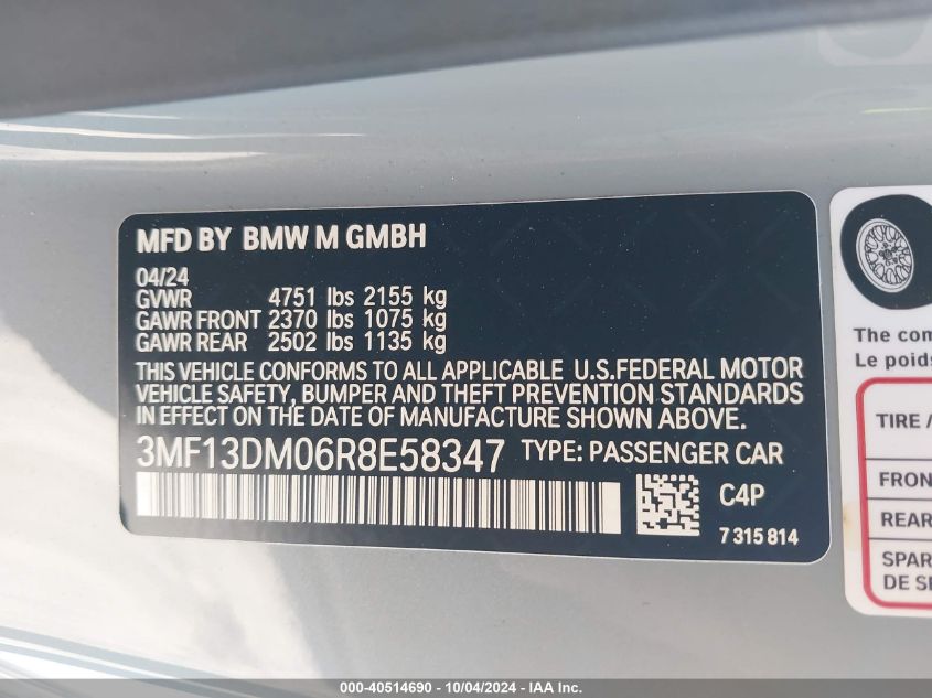 3MF13DM06R8E58347 2024 BMW M2