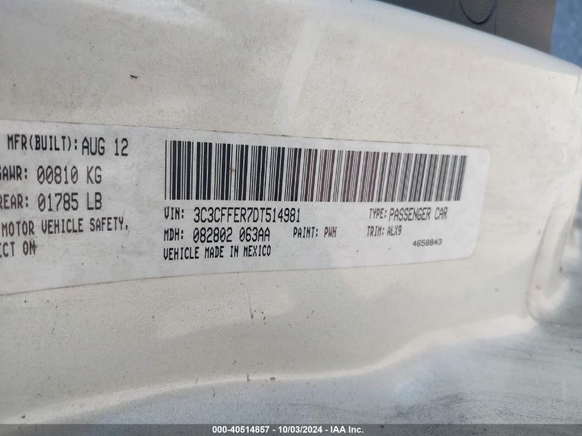 3C3CFFER7DT514981 2013 Fiat 500C Lounge