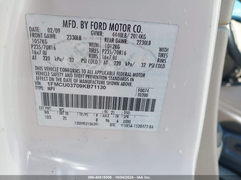 1FMCU03709KB71130 2009 Ford Escape Xlt