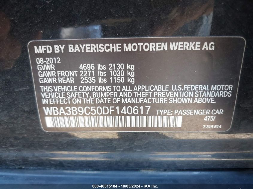 WBA3B9C50DF140617 2013 BMW 335I xDrive