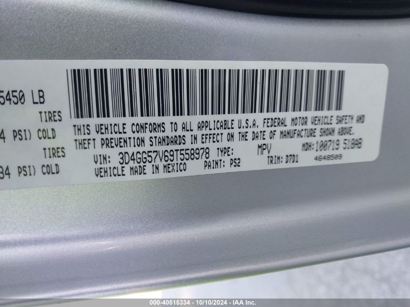 3D4GG57V69T558978 2009 Dodge Journey Sxt