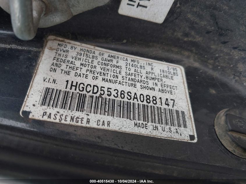 1HGCD5536SA088147 1995 Honda Accord Lx/Ex