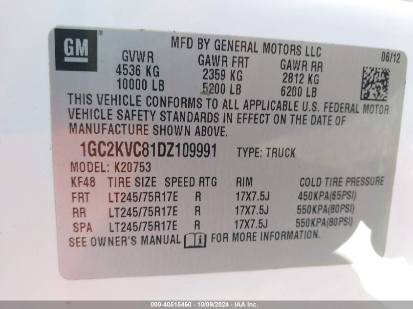 1GC2KVC81DZ109991 2013 Chevrolet Silverado 2500Hd Work Truck