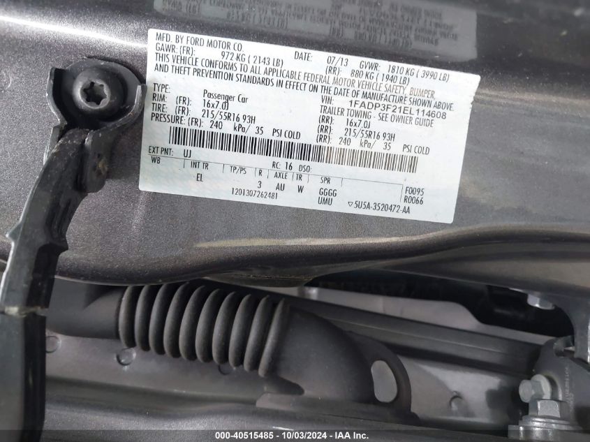 1FADP3F21EL114608 2014 Ford Focus Se