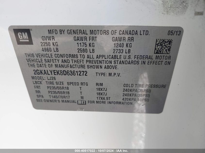 2GKALYEK8D6361272 2013 GMC Terrain Denali