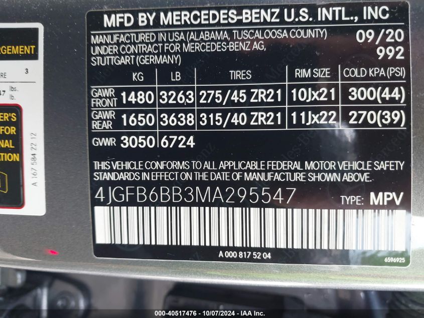 4JGFB6BB3MA295547 2021 Mercedes-Benz Amg Gle 53 4Matic