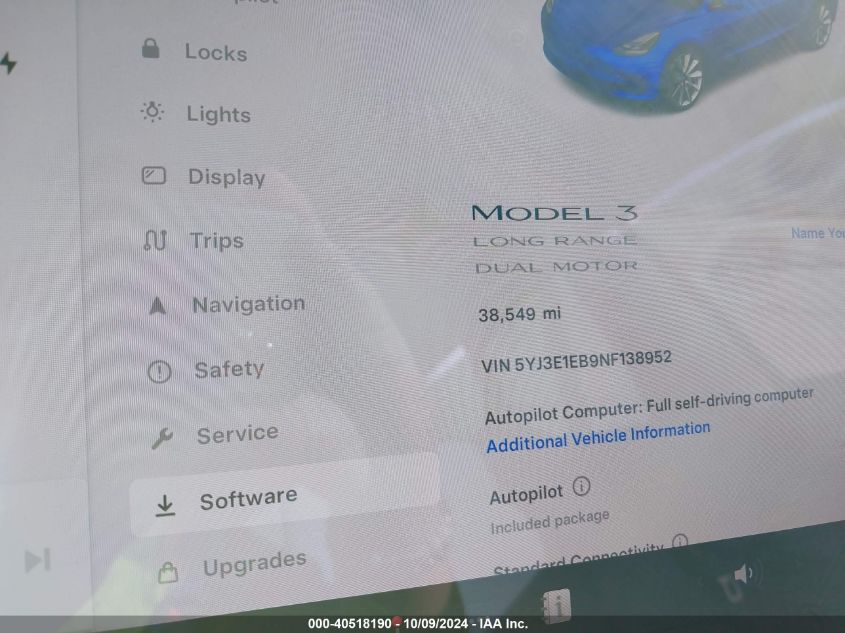 2022 Tesla Model 3 Long Range Dual Motor All-Wheel Drive VIN: 5YJ3E1EB9NF138952 Lot: 40518190