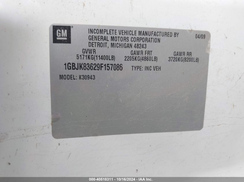 2009 Chevrolet Silverado 3500Hd Lt VIN: 1GBJK83629F157086 Lot: 40518311