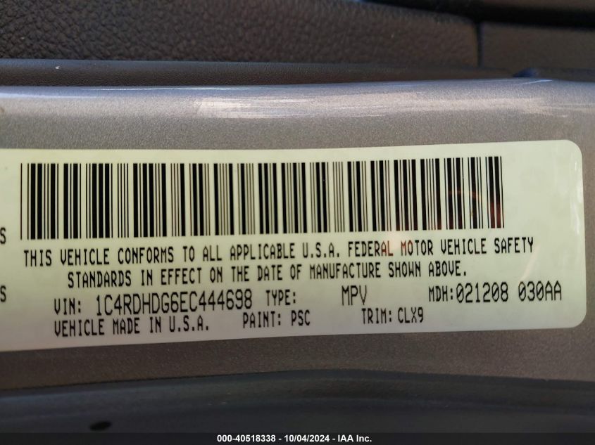 1C4RDHDG6EC444698 2014 Dodge Durango Limited
