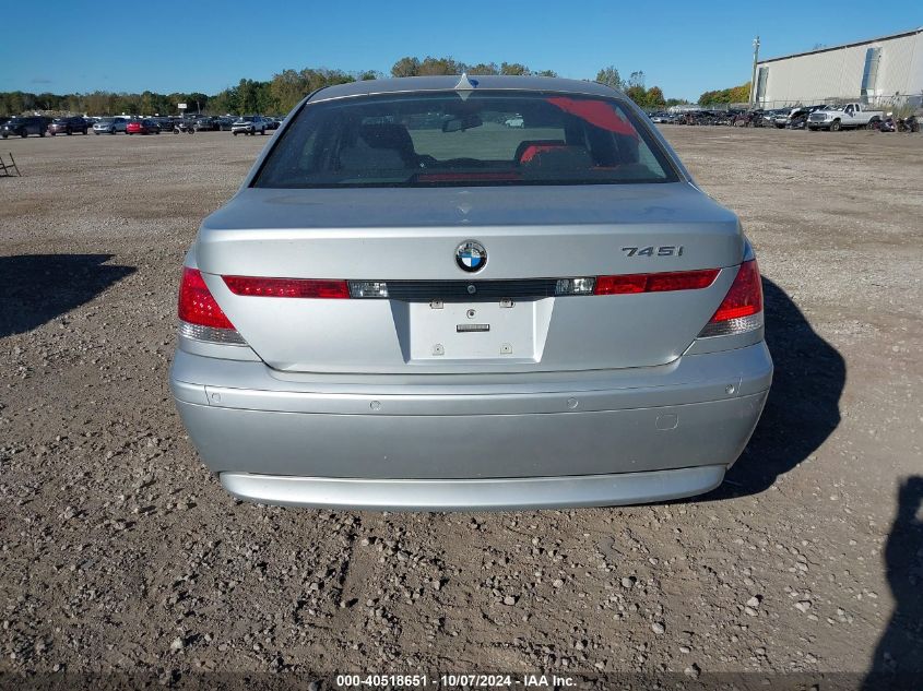 2005 BMW 745I VIN: WBAGL63525DP74490 Lot: 40518651