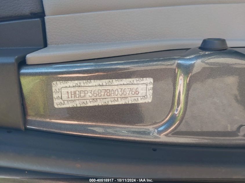 1HGCP36878A036766 2008 Honda Accord 3.5 Ex-L