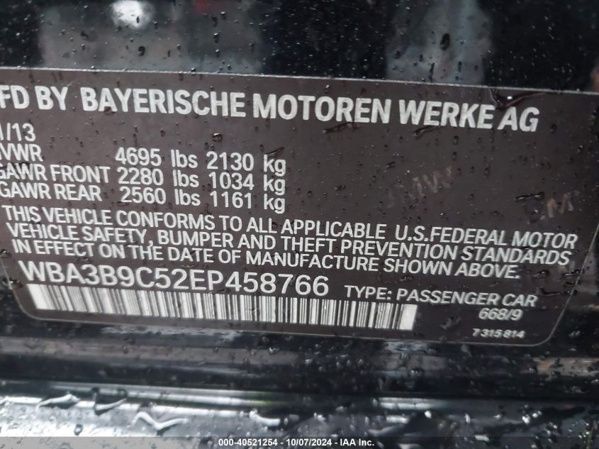 WBA3B9C52EP458766 2014 BMW 335I xDrive