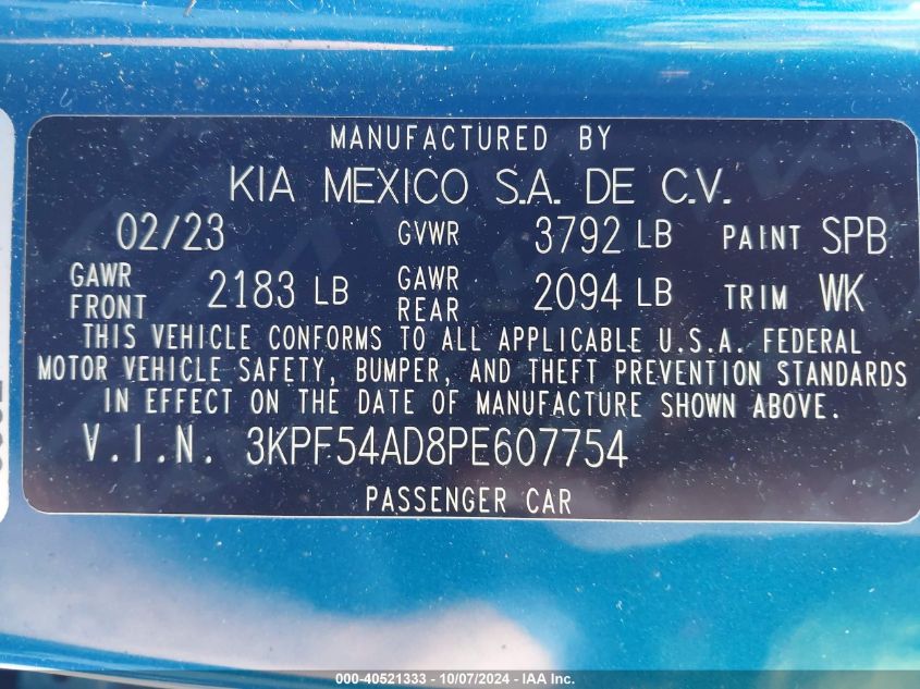 3KPF54AD8PE607754 2023 Kia Forte Gt-Line