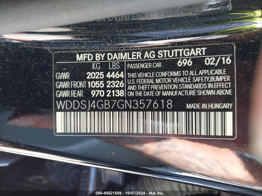 WDDSJ4GB7GN357618 2016 Mercedes-Benz Cla 250 4Matic