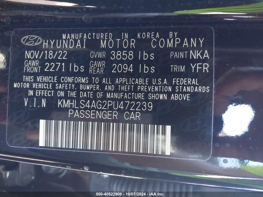 KMHLS4AG2PU472239 2023 Hyundai Elantra Sel