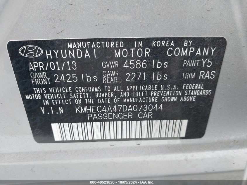 KMHEC4A47DA073044 2013 Hyundai Sonata Hybrid Limited