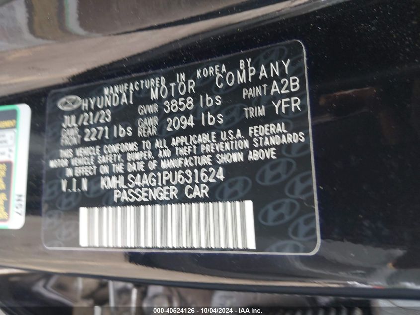 KMHLS4AG1PU631624 2023 Hyundai Elantra Sel