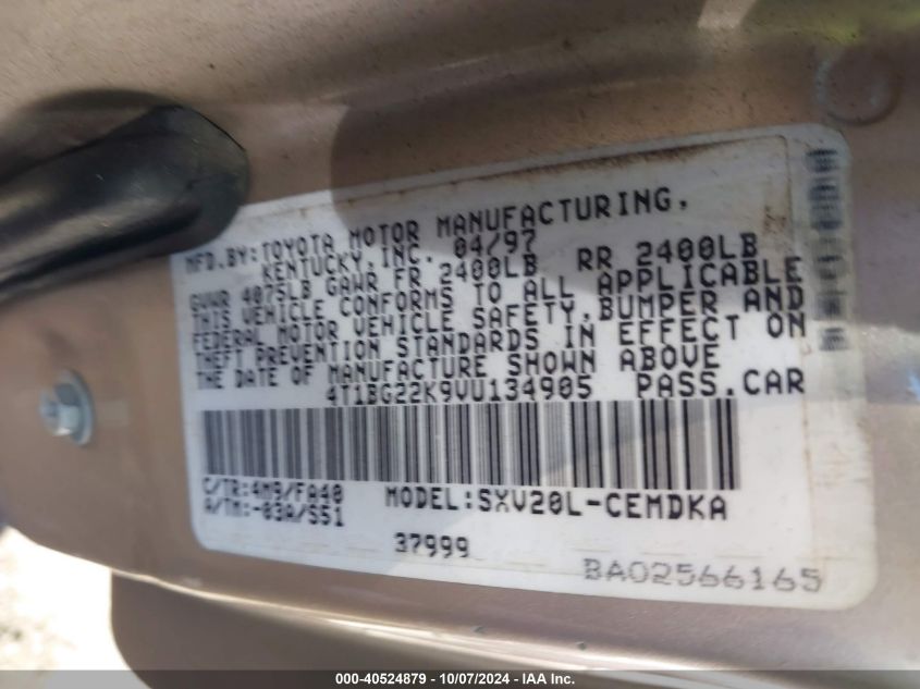 4T1BG22K9VU134905 1997 Toyota Camry Ce/Le/Xle