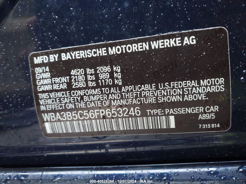 WBA3B5C56FP653246 2015 BMW 328I Xi Sulev