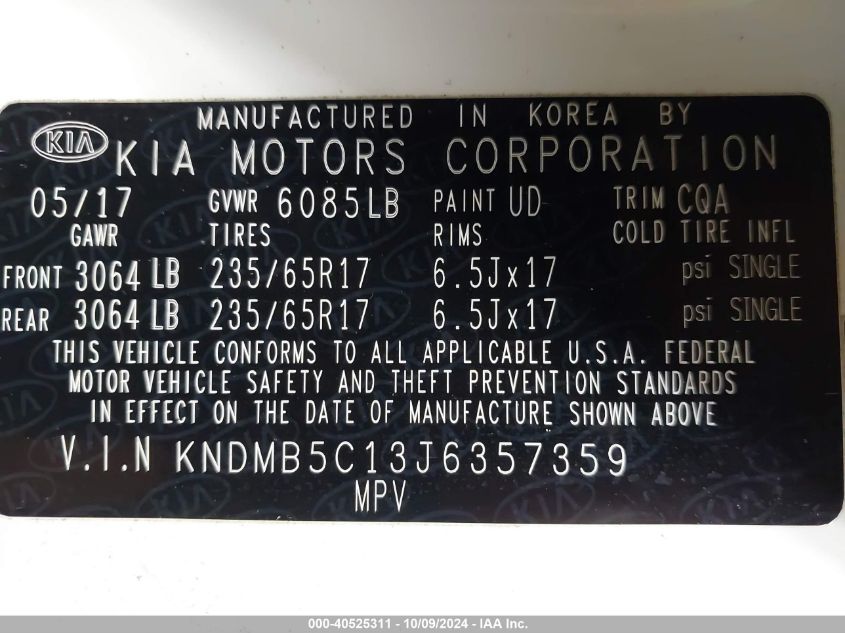 KNDMB5C13J6357359 2018 Kia Sedona Lx