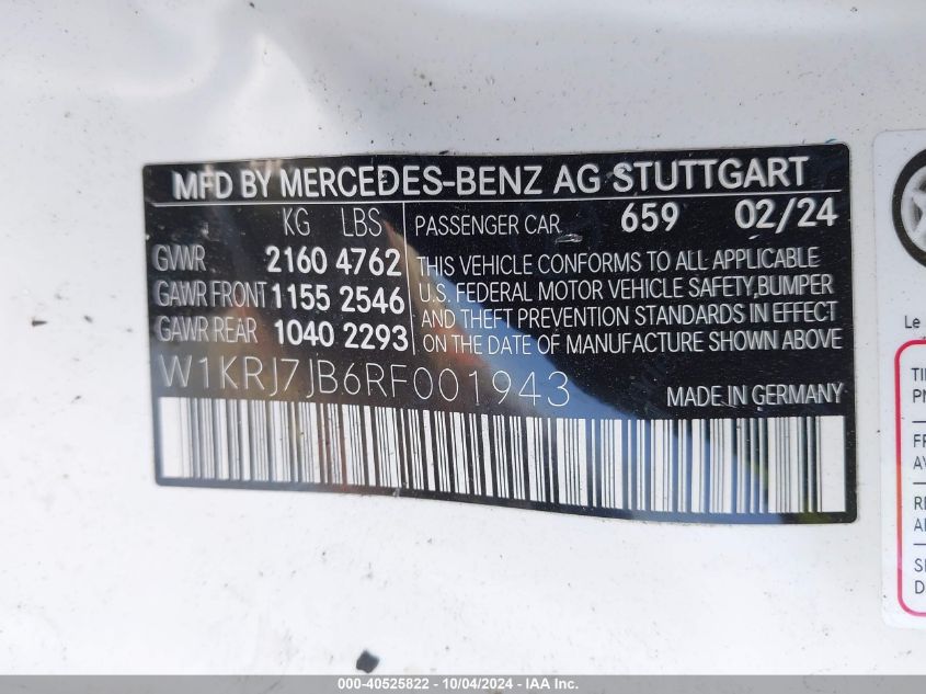 W1KRJ7JB6RF001943 2024 Mercedes-Benz Amg Gt 63 4-Door