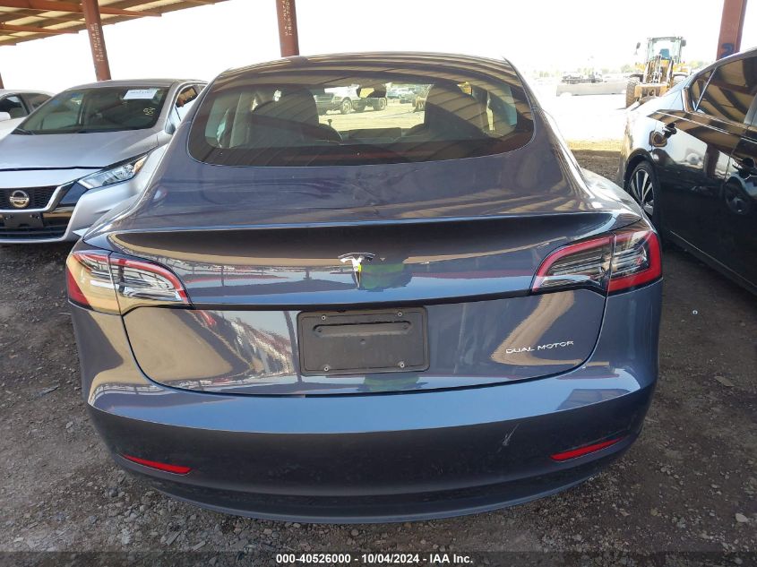 2023 Tesla Model 3 Long Range Dual Motor All-Wheel Drive VIN: 5YJ3E1EB2PF637580 Lot: 40526000