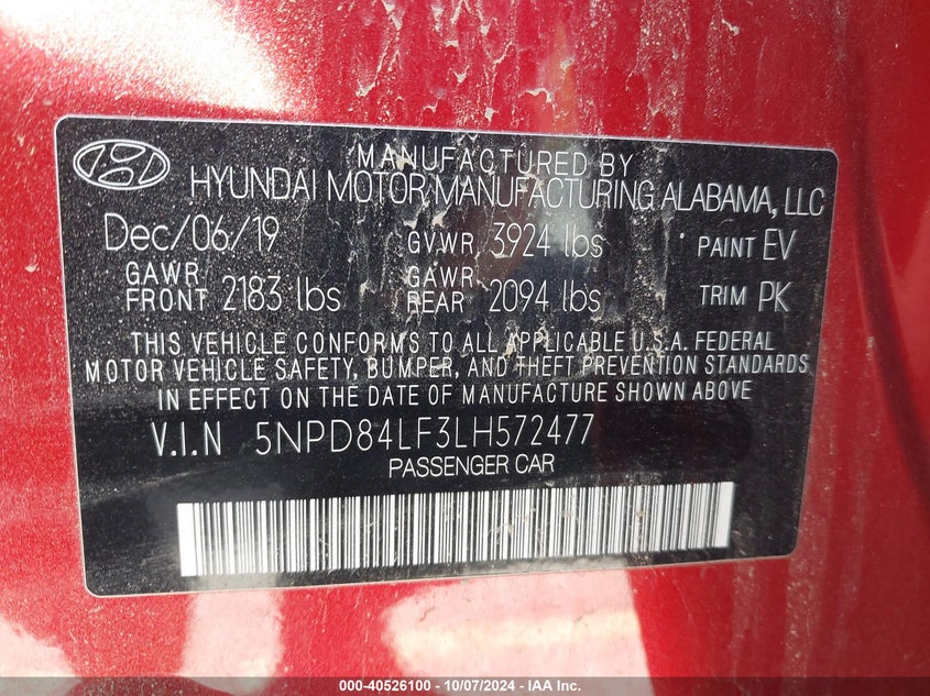 5NPD84LF3LH572477 2020 Hyundai Elantra Sel