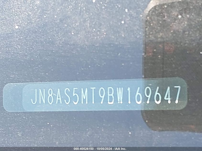 2011 Nissan Rogue S VIN: JN8AS5MT9BW169647 Lot: 40526150