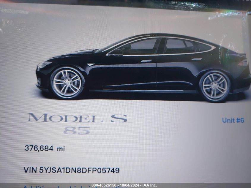 5YJSA1DN8DFP05749 2013 Tesla Model S