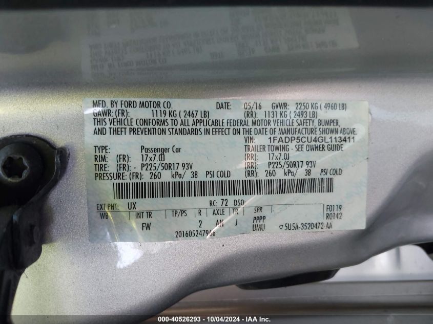 1FADP5CU4GL113411 2016 Ford C-Max Energi Sel