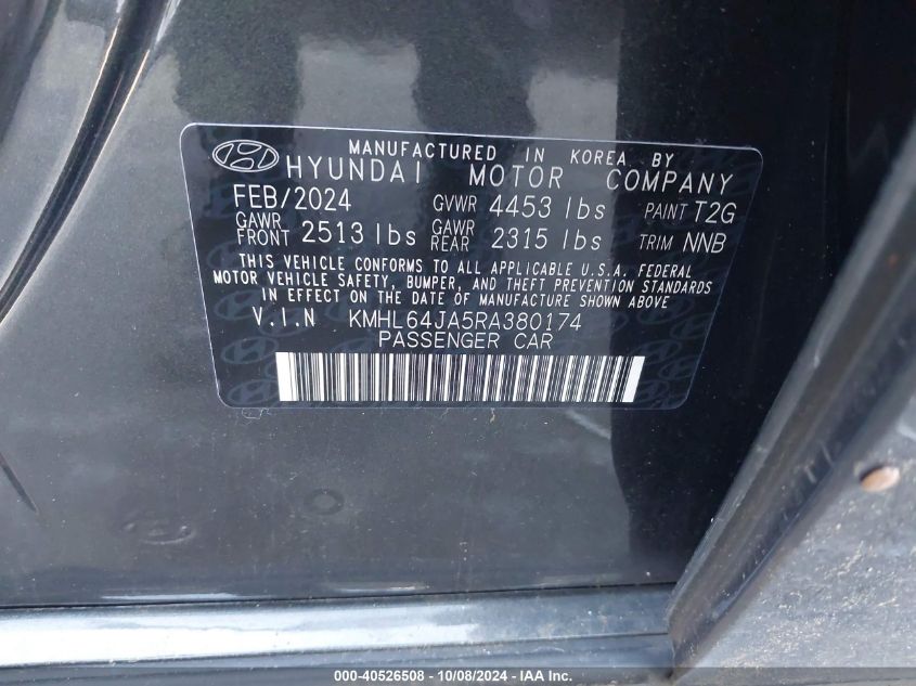 KMHL64JA5RA380174 2024 Hyundai Sonata Sel