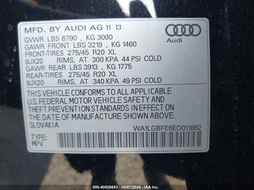 WA1LGBFE6ED011862 2014 Audi Q7 Premium Plus