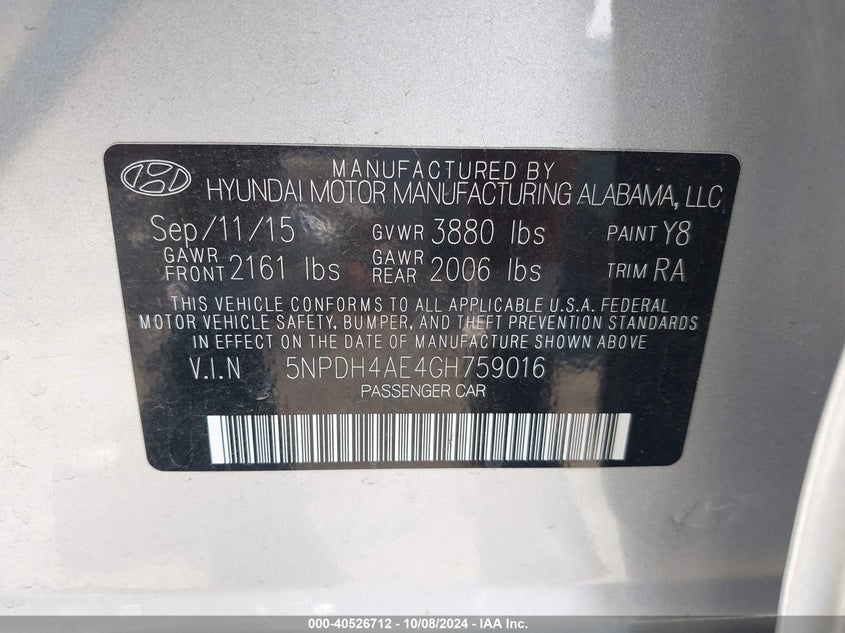 5NPDH4AE4GH759016 2016 Hyundai Elantra Se/Sport/Limited
