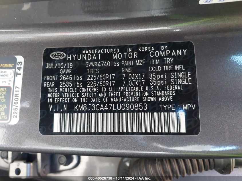 VIN KM8J3CA47LU090853 2020 Hyundai Tucson, Value no.9