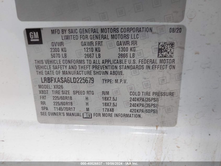 LRBFXASA6LD225679 2020 Buick Envision