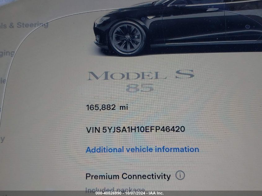 5YJSA1H10EFP46420 2014 Tesla Model S P85