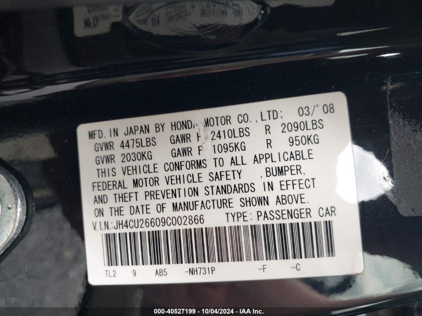 JH4CU26609C002866 2009 Acura Tsx