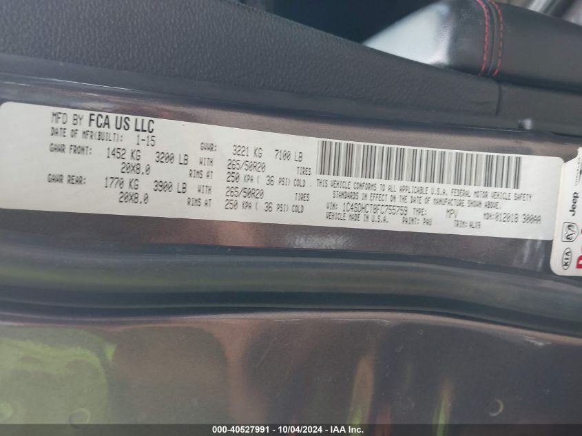 1C4SDHCT8FC755759 2015 Dodge Durango R/T