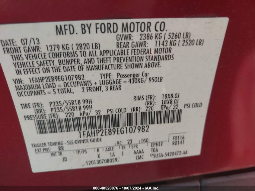 2014 FORD TAURUS SEL - 1FAHP2E89EG107982