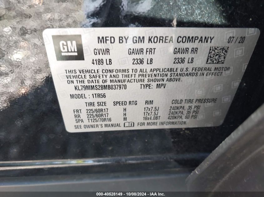 KL79MMS28MB037970 2021 Chevrolet Trailblazer Fwd Ls